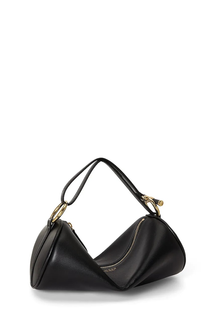 Akcesoria Lauren Ralph Lauren Torebka bagietka damska skórzana 431P16747 czarny