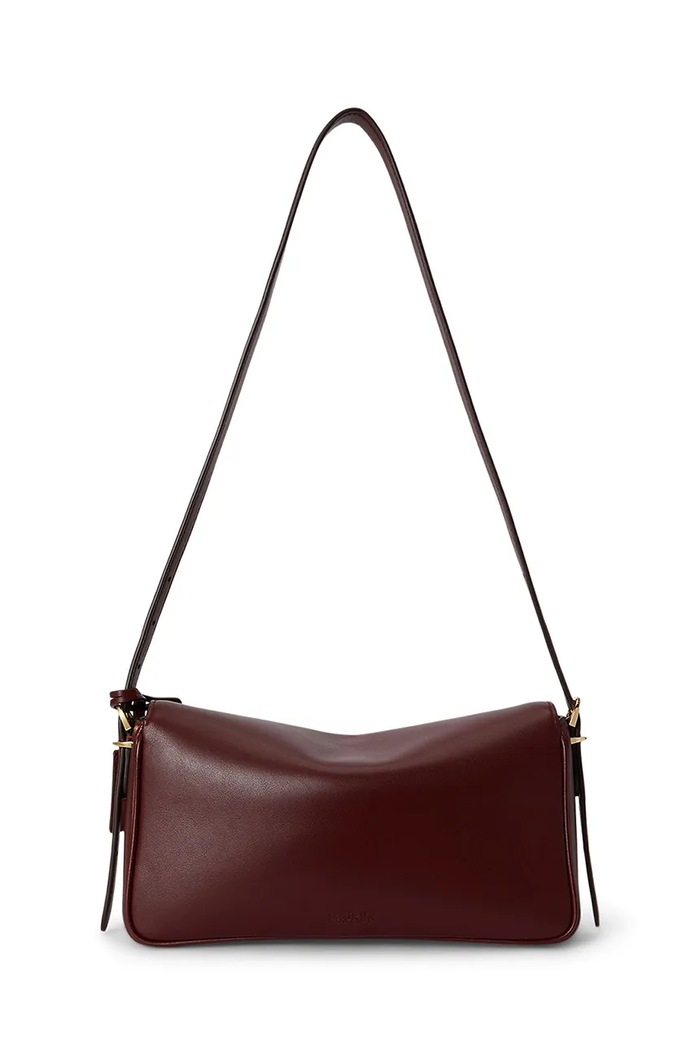 Lauren Ralph Lauren Torebka crossbody damska skórzana 431P16684 bordowy AW26