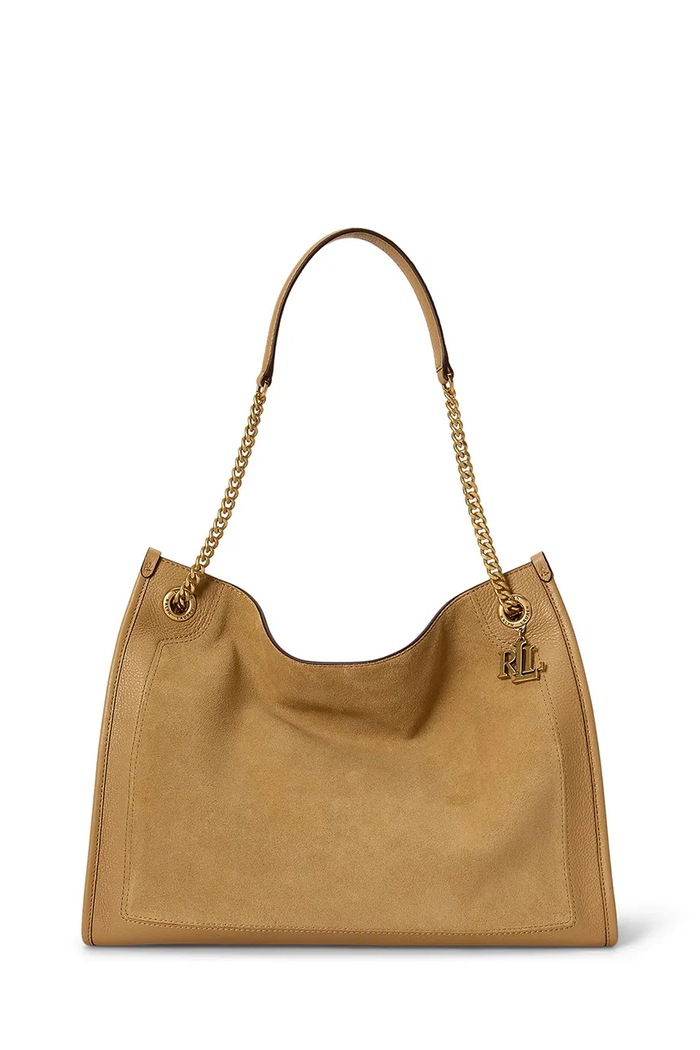 Lauren Ralph Lauren Torebka shopper damska zamszowa brązowy 431980176