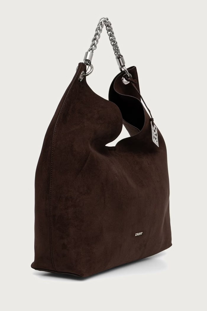 DKNY Torebka shopper damska z imitacji zamszu R63CMS38 brązowy AW26