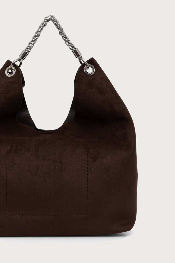 Akcesoria DKNY Torebka shopper damska z imitacji zamszu R63CMS38 brązowy