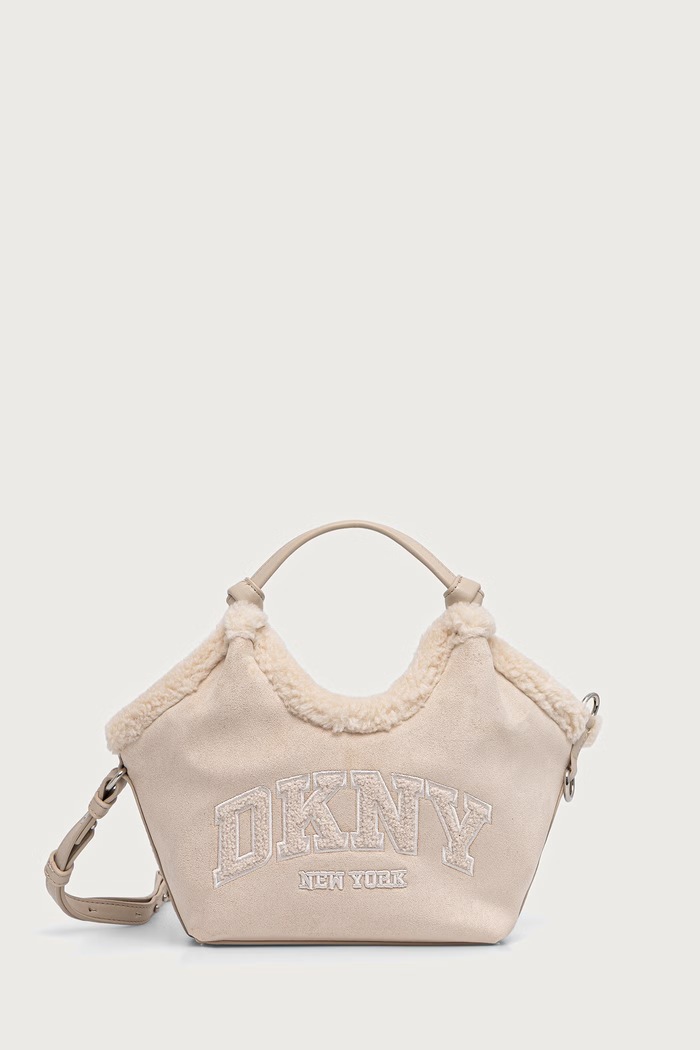 DKNY Torebka crossbody damska z imitacji zamszu beżowy R63ECM60