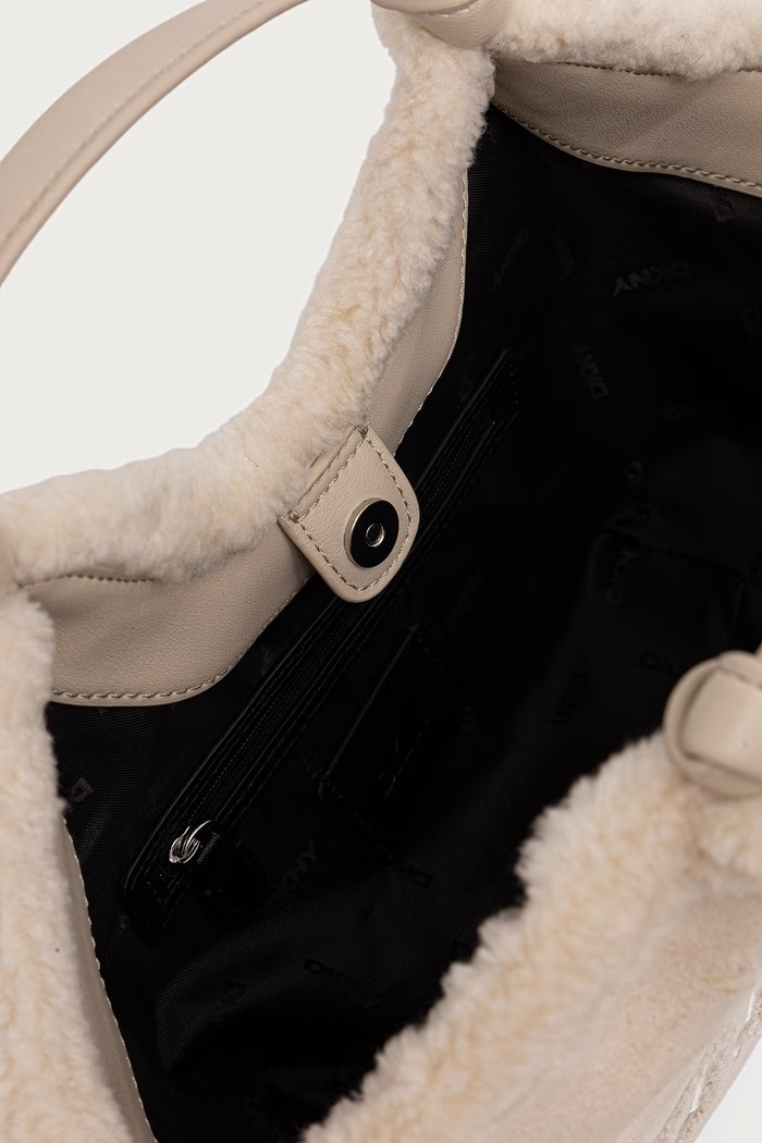 Torebka crossbody damska z imitacji zamszu DKNY beżowy R63ECM60