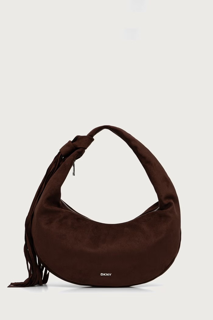 DKNY Torebka hobo damska z imitacji zamszu brązowy R63CMR37