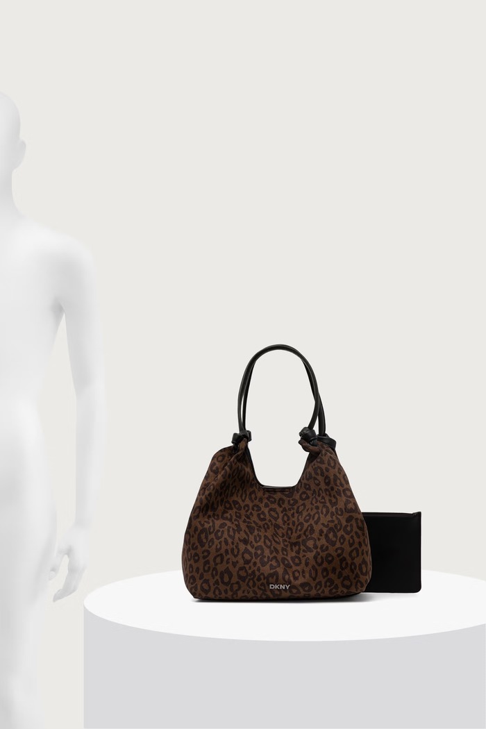 Torebka shopper damska z imitacji zamszu DKNY brązowy R63BIE49