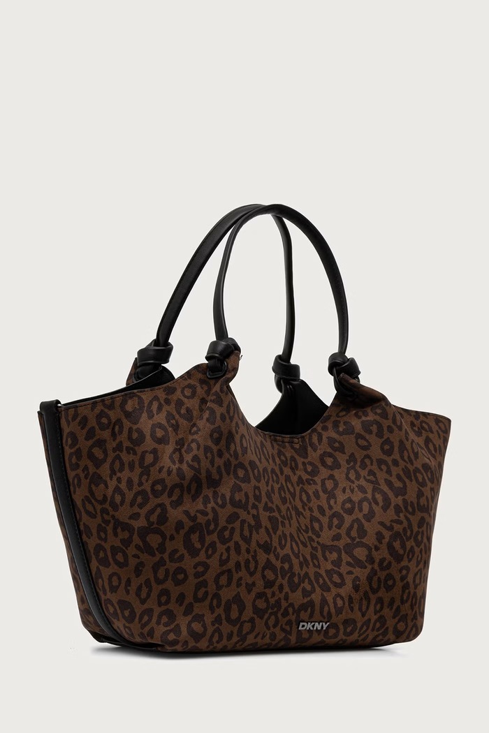 DKNY Torebka shopper damska z imitacji zamszu R63BIE49 brązowy AW26