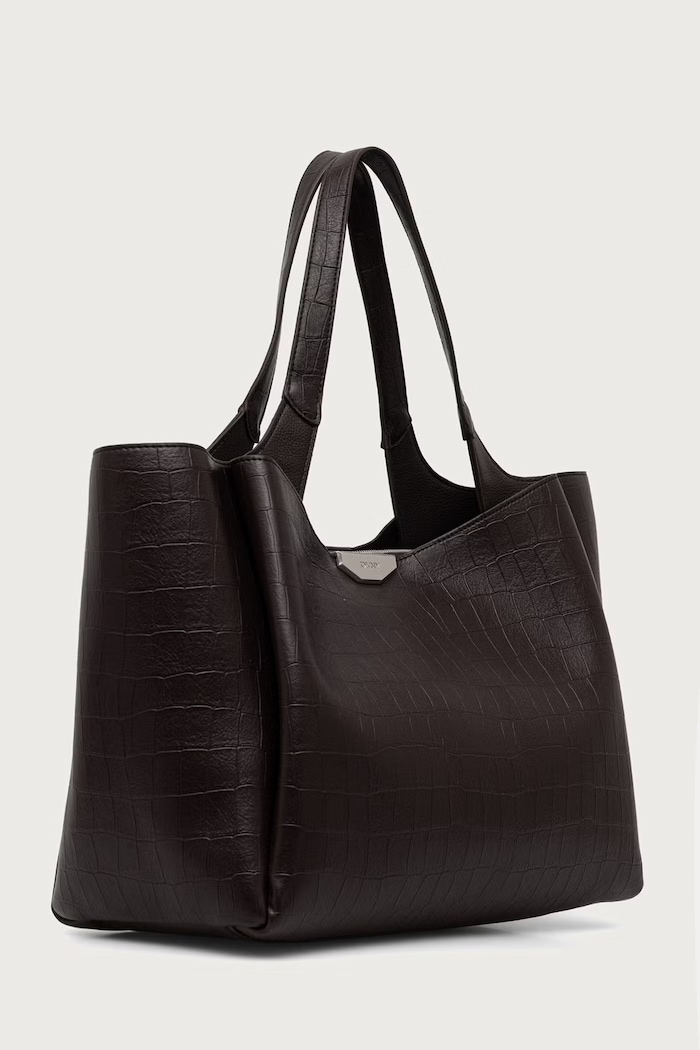 DKNY Torebka shopper damska z imitacji skóry R63APG32 brązowy AW26