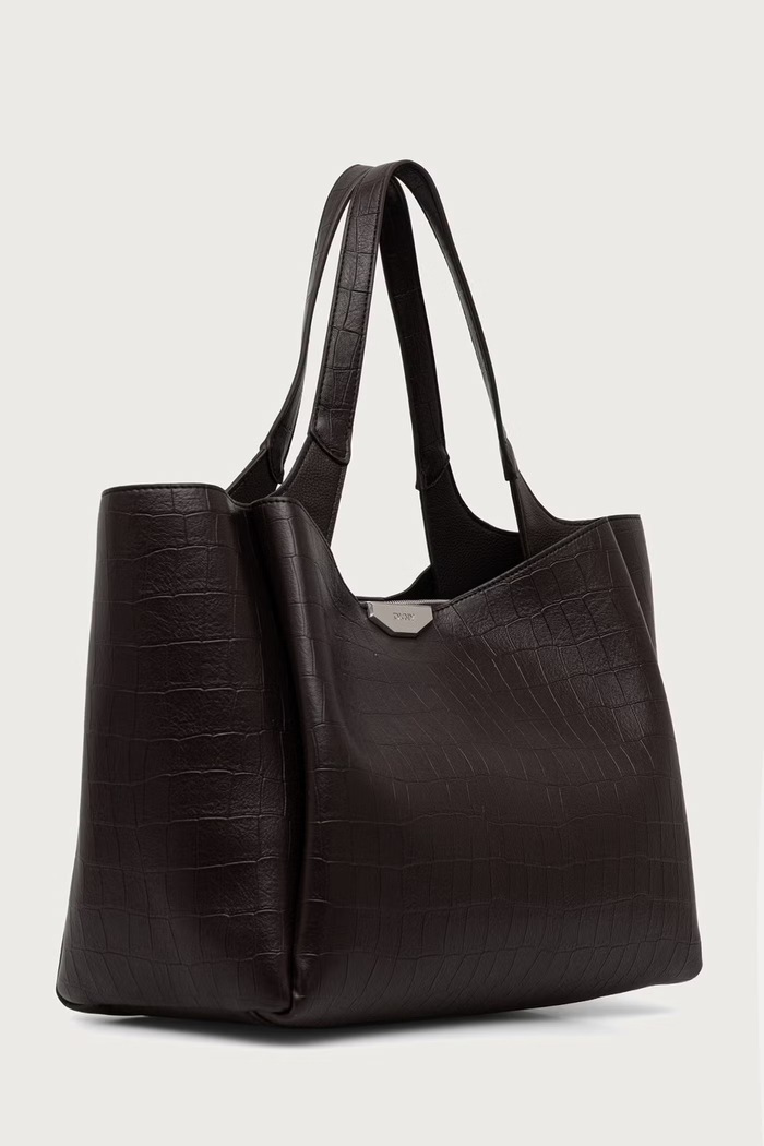 DKNY Torebka shopper damska z imitacji skóry R63APG32 brązowy AW26