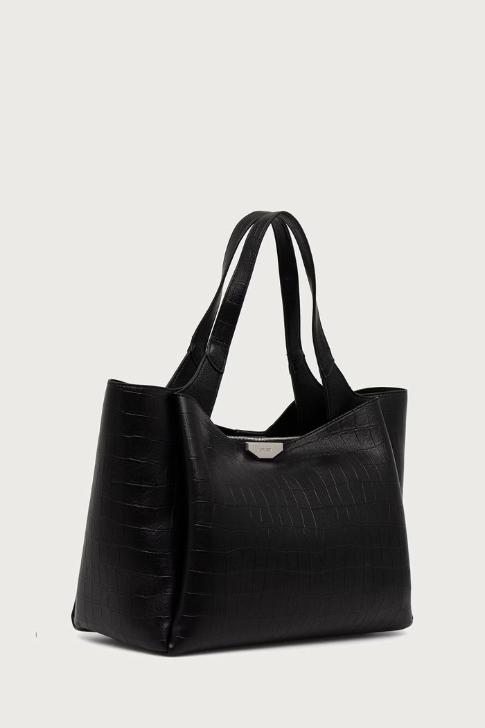 DKNY Torebka shopper damska z imitacji skóry R63APG32 czarny AW26