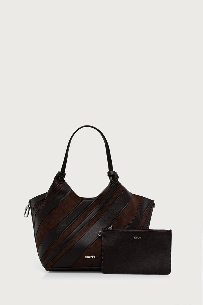 DKNY Torebka shopper damska z imitacji zamszu brązowy R63AME49