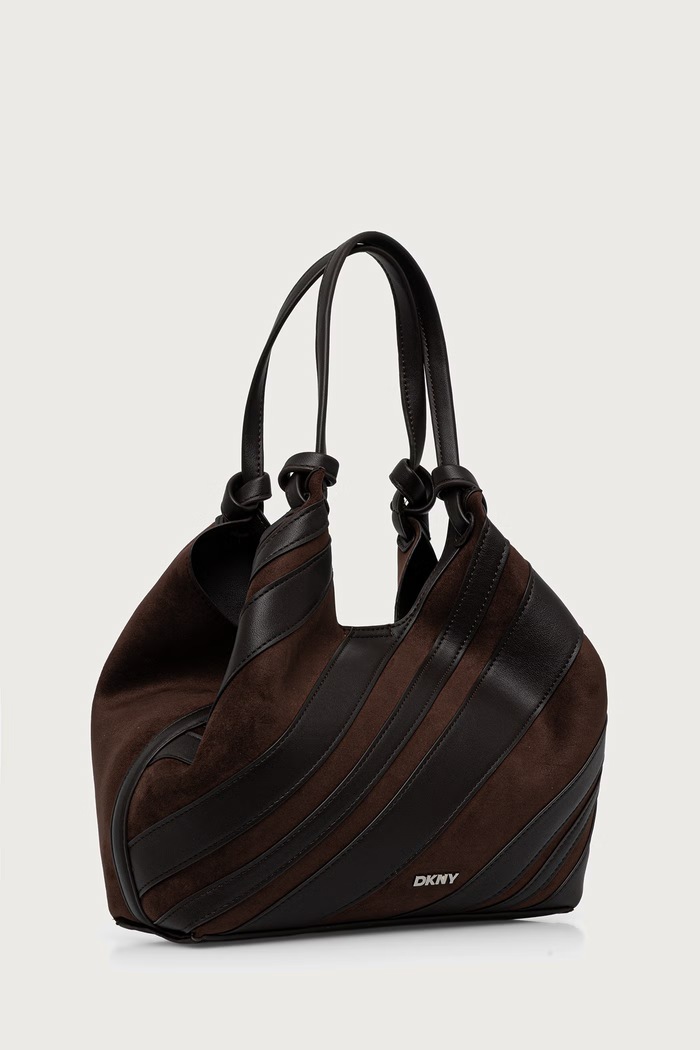DKNY Torebka shopper damska z imitacji zamszu R63AME49 brązowy AW26