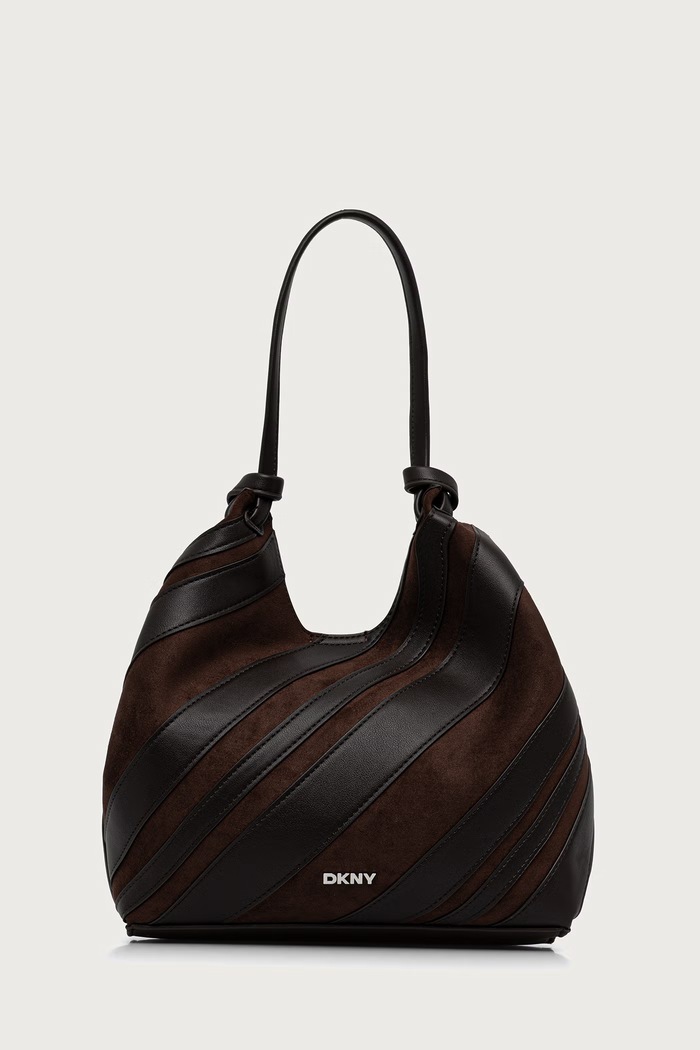 Akcesoria DKNY Torebka shopper damska z imitacji zamszu R63AME49 brązowy