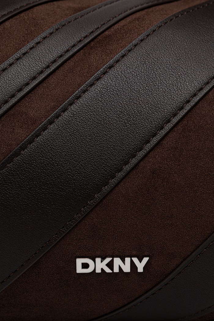 Torebka shopper damska z imitacji zamszu DKNY brązowy R63AME49
