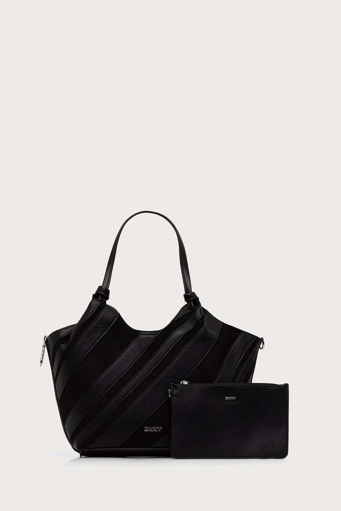 DKNY Torebka shopper damska z imitacji zamszu czarny R63AME49