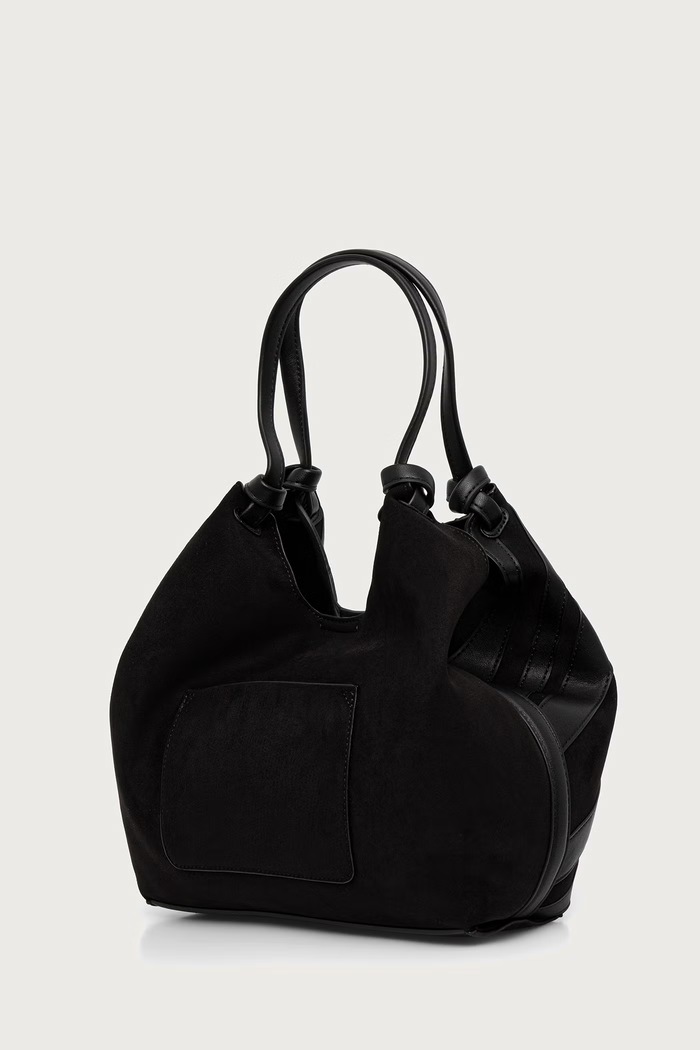 Torebka shopper damska z imitacji zamszu DKNY R63AME49 czarny