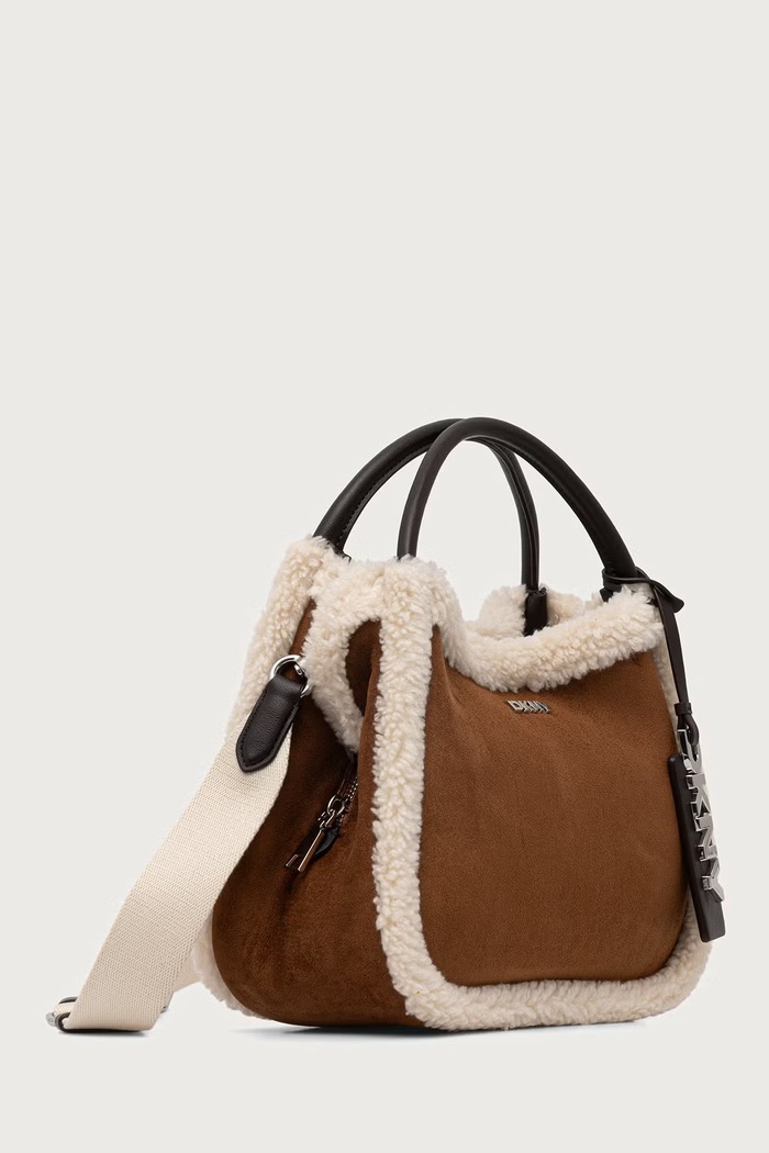 DKNY Torebka damska z imitacji zamszu R62CMK69 brązowy AW26