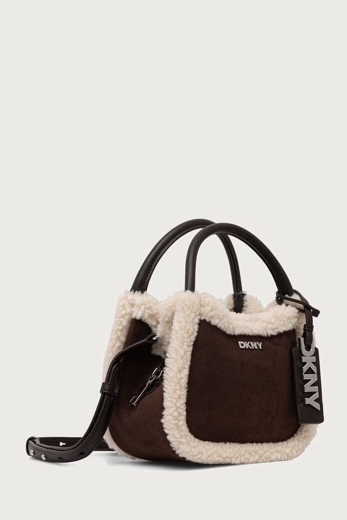 DKNY Torebka crossbody damska z imitacji zamszu R62EML01 brązowy AW26