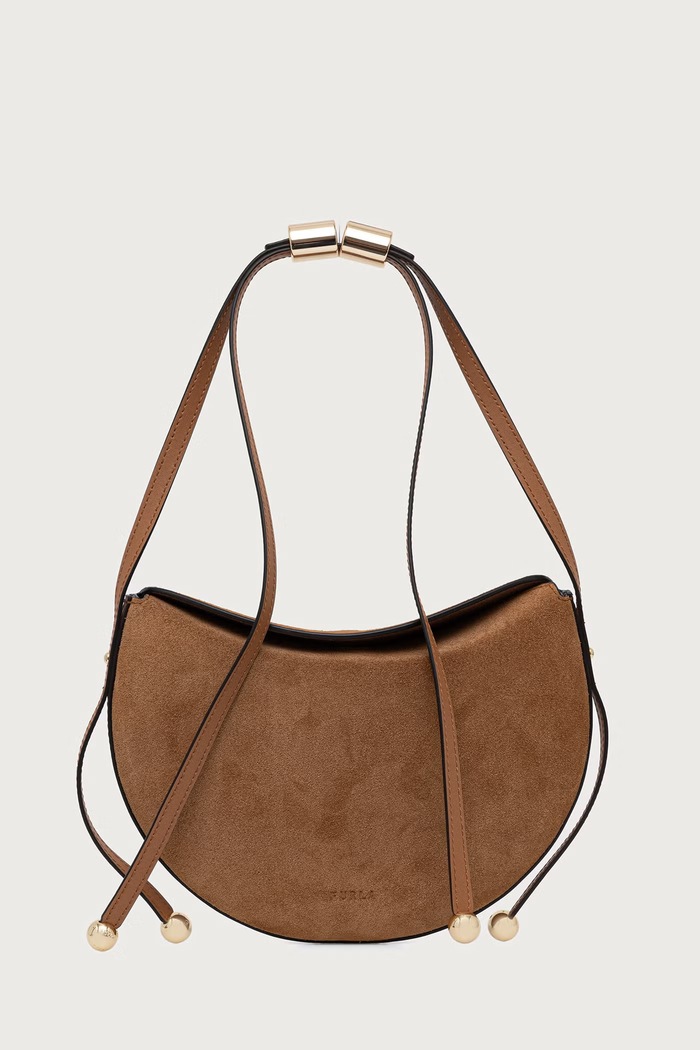 Furla Torebka crossbody damska zamszowa Moonstone S brązowy WB02348.U10000.4493S