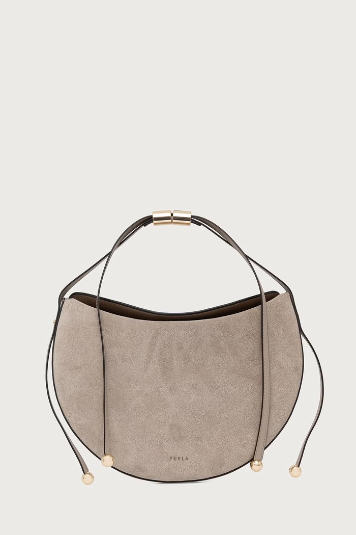 Furla Torebka crossbody damska zamszowa Moonstone M szary WB01868.U10000.4495S