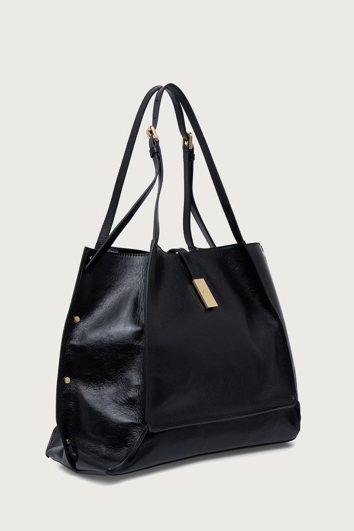 Pollini Torebka shopper damska skórzana PC4424PP1PQA0 czarny AW26