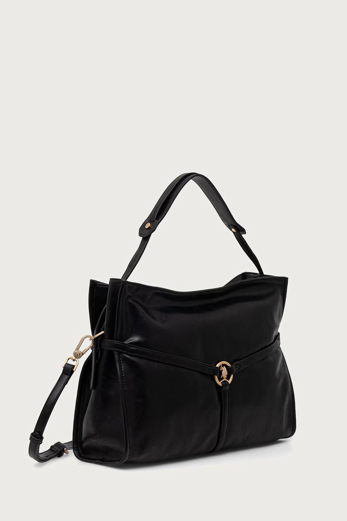 U.S. Polo Assn. Torebka hobo damska z imitacji skóry CLANMAGHERY BIU269314WVP czarny AW26
