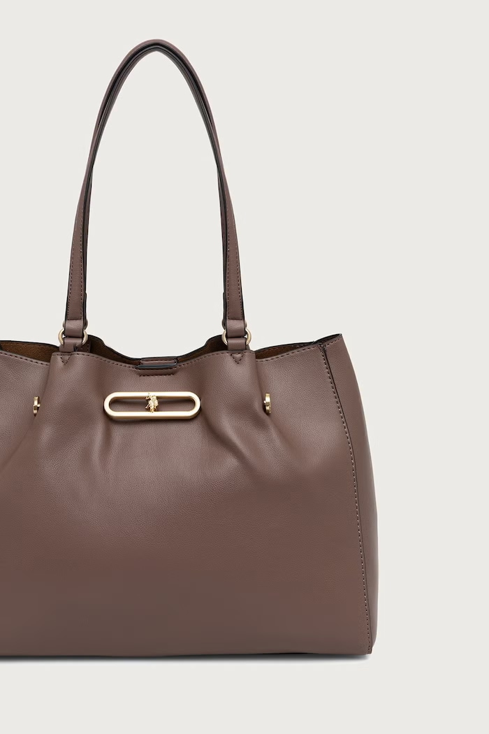 Akcesoria U.S. Polo Assn. Torebka tote damska z imitacji skóry AYTOUNHILL BIU269304WVP brązowy