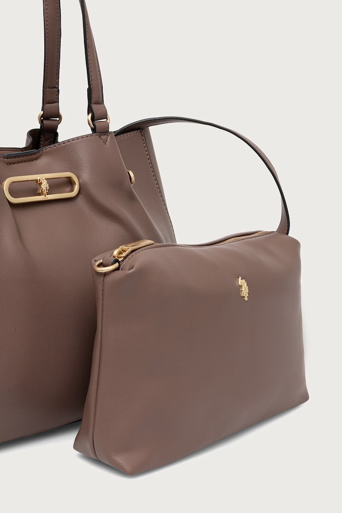 Torebka tote damska z imitacji skóry AYTOUNHILL U.S. Polo Assn. BIU269304WVP brązowy
