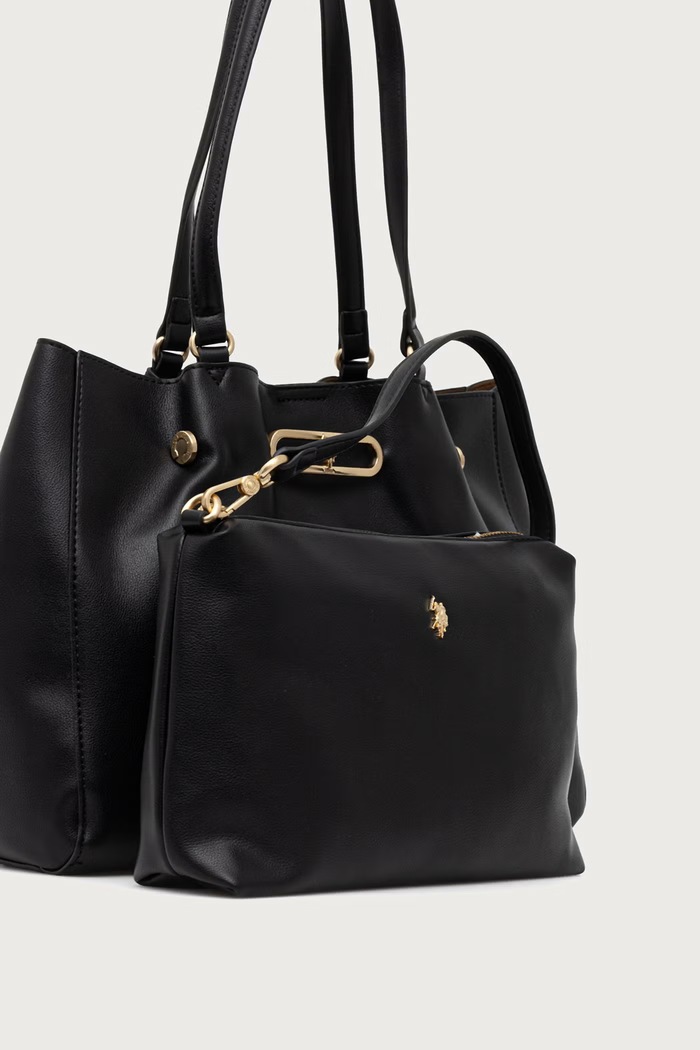 Torebka tote damska z imitacji skóry AYTOUNHILL U.S. Polo Assn. czarny BIU269304WVP