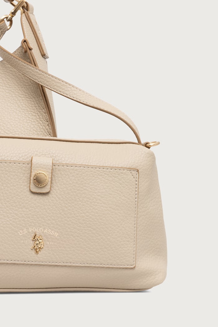 Torebka damska z imitacji skóry MIDDLETON U.S. Polo Assn. beżowy BIU0M9373WVP