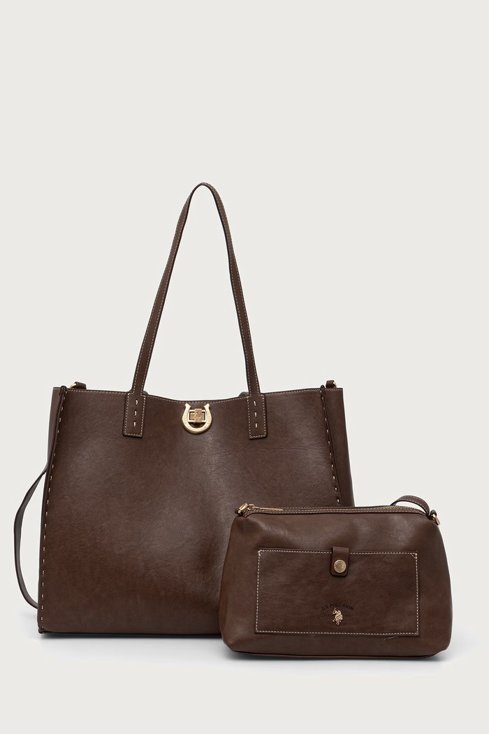 U.S. Polo Assn. Torebka shopper damska z imitacji skóry MIDDLETON brązowy BIU0M9372WVP
