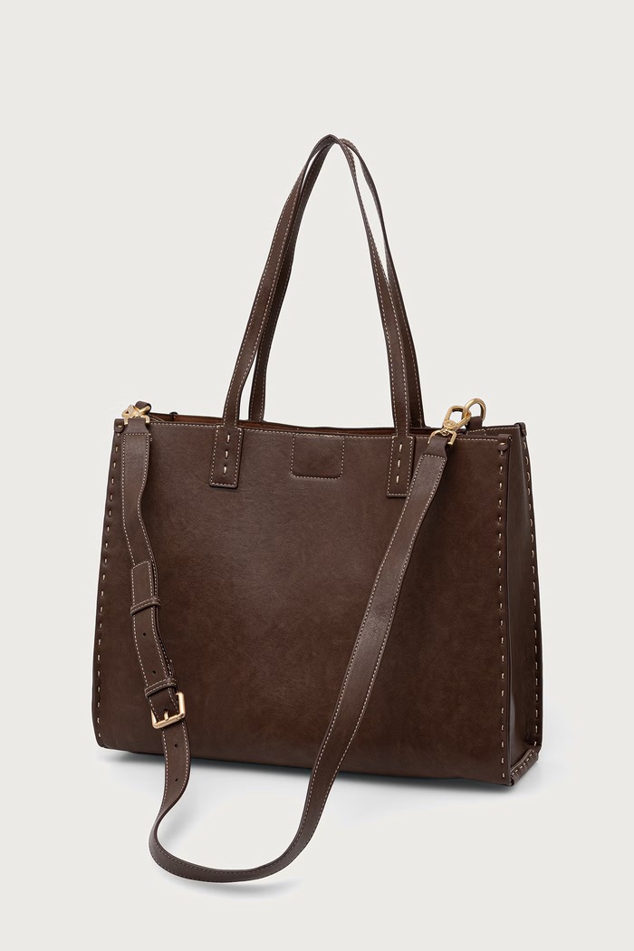 Torebka shopper damska z imitacji skóry MIDDLETON U.S. Polo Assn. BIU0M9372WVP brązowy