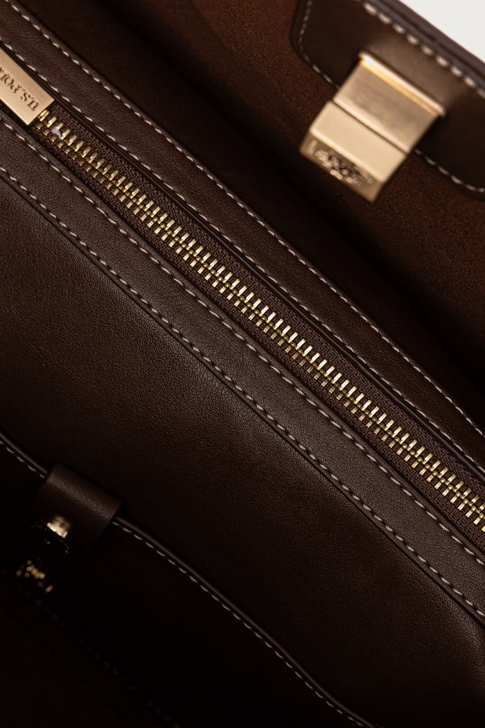 Torebka shopper damska z imitacji skóry MIDDLETON U.S. Polo Assn. brązowy BIU0M9372WVP