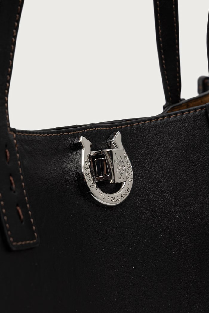 Torebka shopper damska z imitacji skóry MIDDLETON U.S. Polo Assn. BIU0M9372WVP czarny