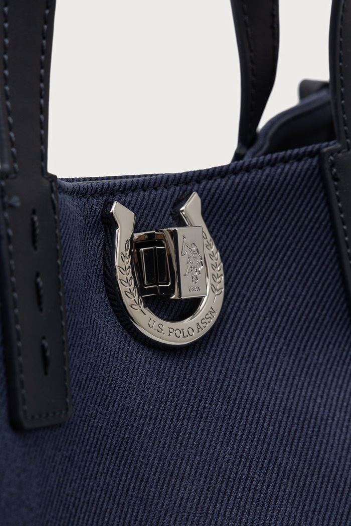 Torebka shopper damska z bawełną MIDDLETON U.S. Polo Assn. granatowy BIU0M8869WZC