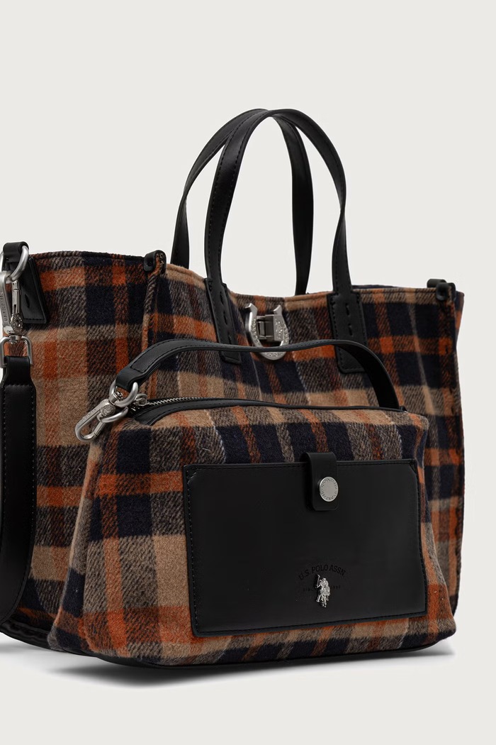 Torebka shopper damska z bawełną MIDDLETON U.S. Polo Assn. BIU0M8869WZC granatowy