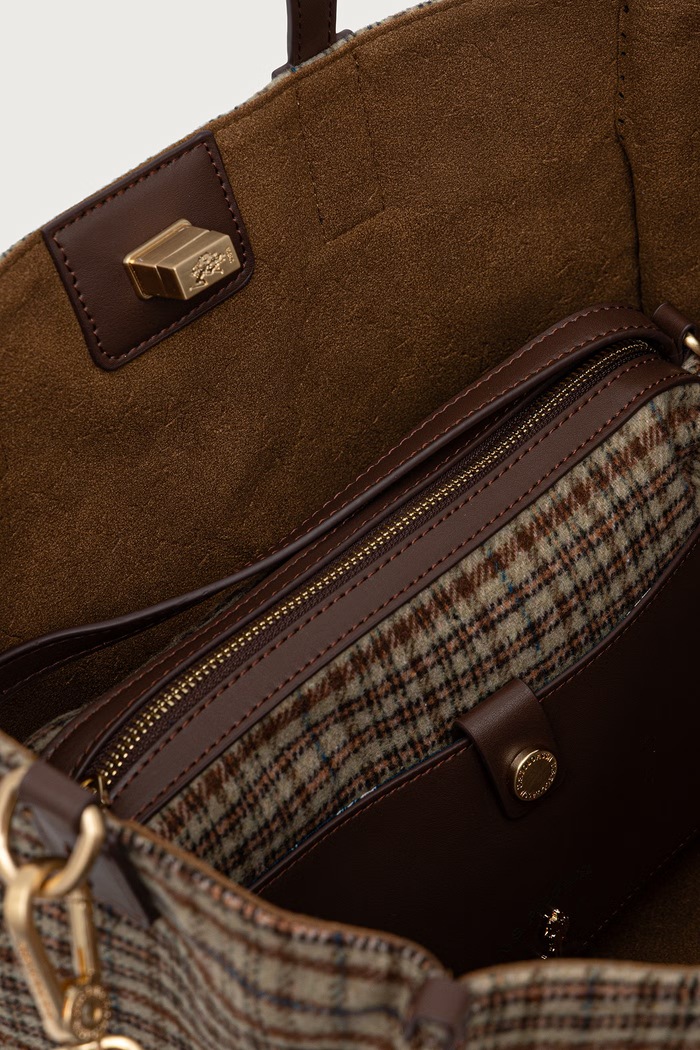 Torebka shopper damska z bawełną MIDDLETON U.S. Polo Assn. brązowy BIU0M8869WZC