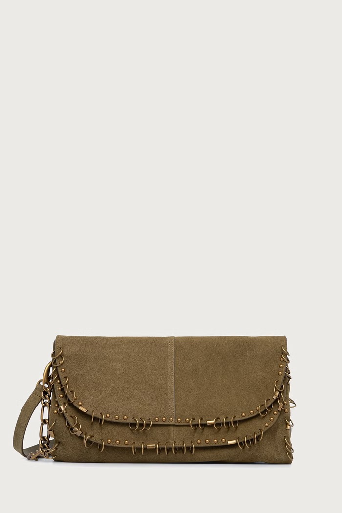 Patrizia Pepe Torebka crossbody damska zamszowa zielony 8B0519.L152N