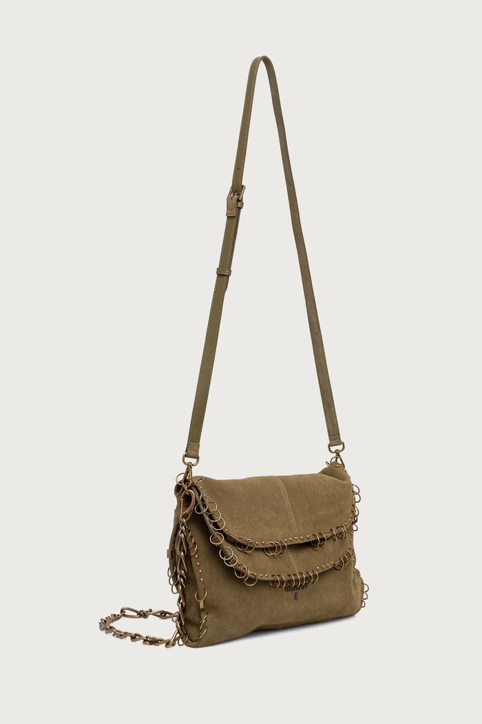 Patrizia Pepe Torebka crossbody damska zamszowa 8B0519.L152N zielony AW26