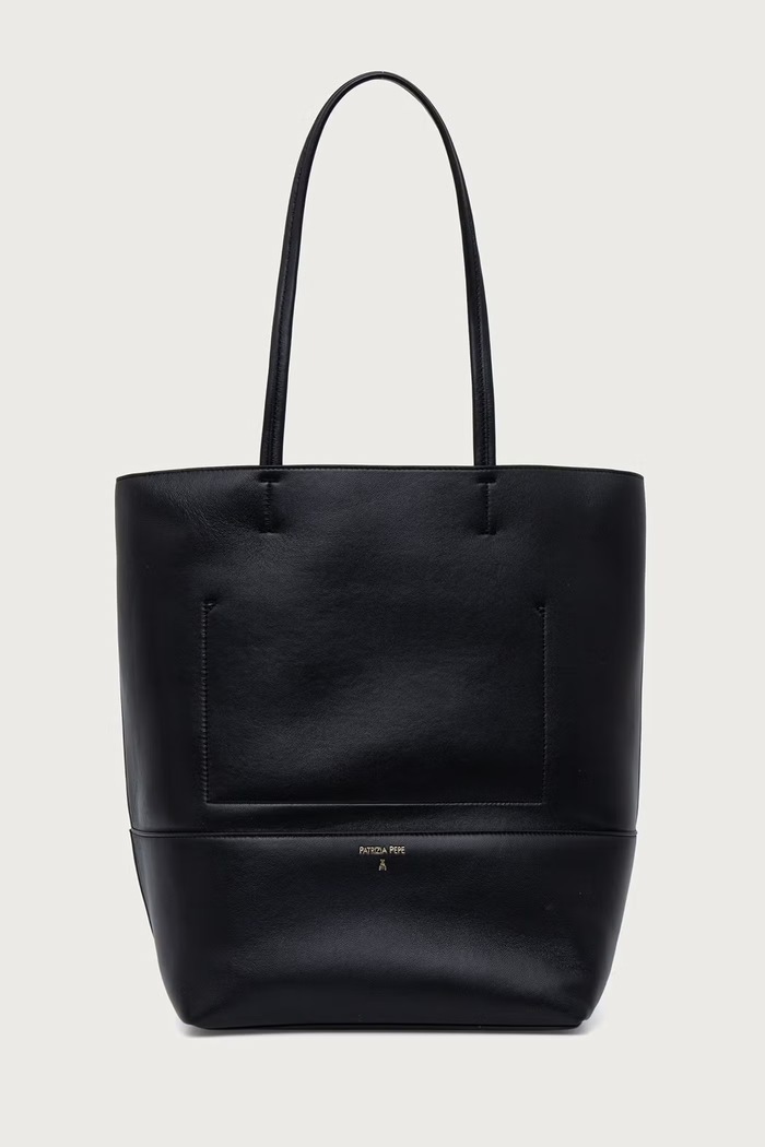 Patrizia Pepe Torebka shopper damska skórzana czarny 2B0008.L0014
