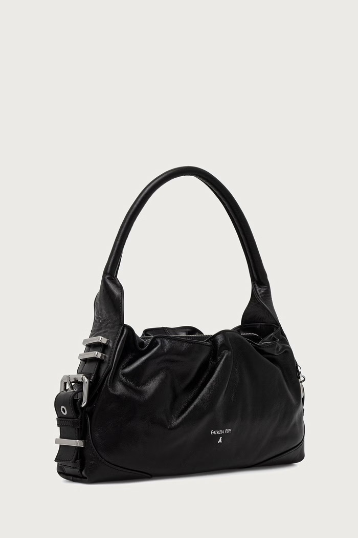Patrizia Pepe Torebka hobo damska skórzana 2B0007.L0002 czarny AW26