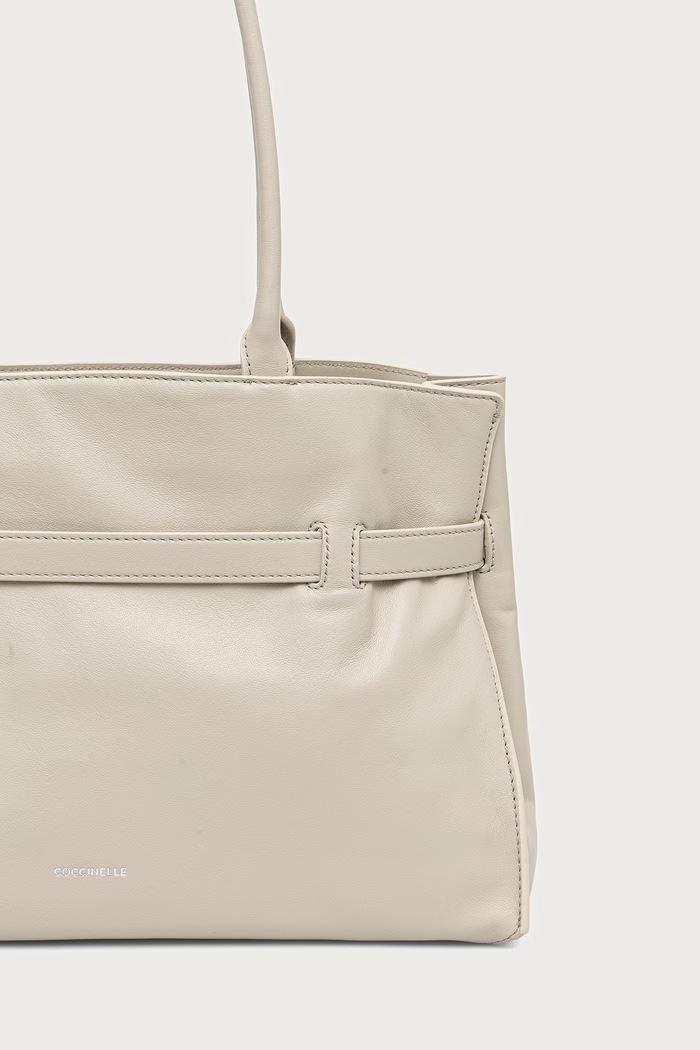 Akcesoria Coccinelle Torebka shopper damska skórzana E1.VH5.11.02.01 beżowy