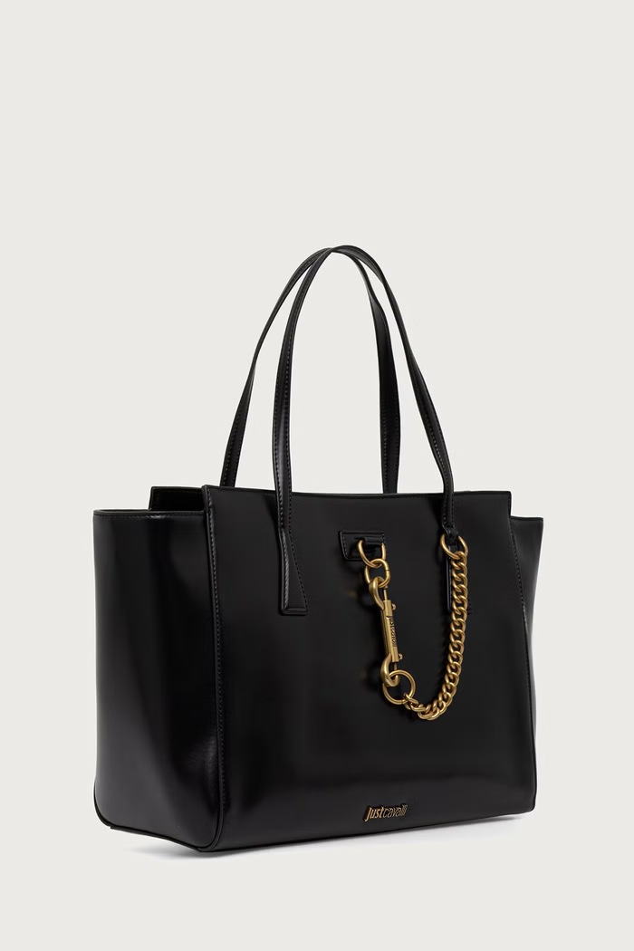 Just Cavalli Torebka shopper damska z imitacji skóry 81RA4BI6.ZSC23 czarny AW26
