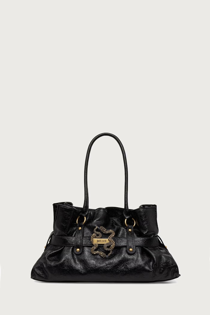Just Cavalli Torebka shopper damska z imitacji skóry czarny 81RA4BE2.ZS969