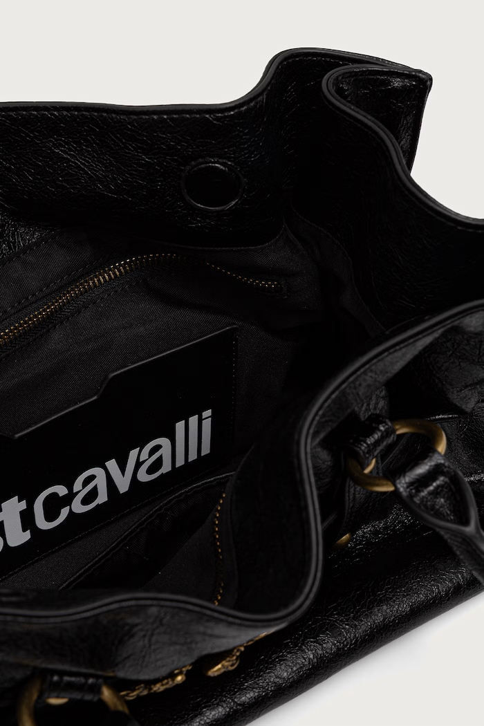Torebka shopper damska z imitacji skóry Just Cavalli 81RA4BE2.ZS969 czarny