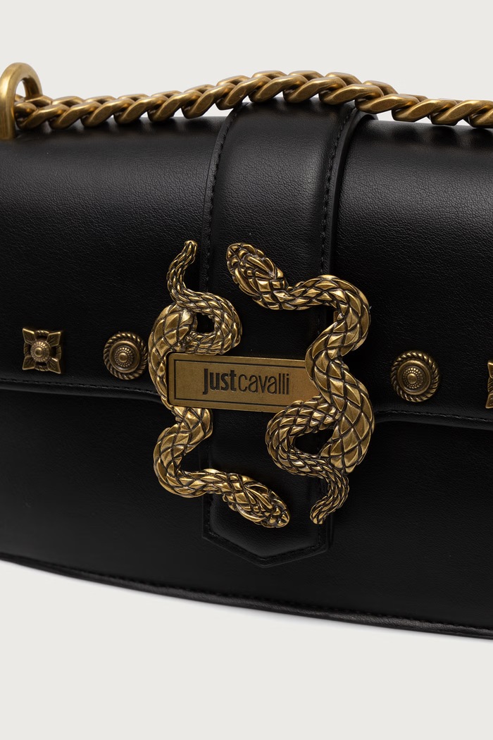 Torebka crossbody damska z imitacji skóry Just Cavalli 81RA4BAF.ZSE07 czarny