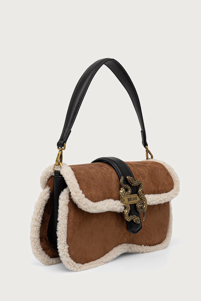 Just Cavalli Torebka crossbody damska z imitacji zamszu 81RA4BA1.ZSE75 brązowy AW26
