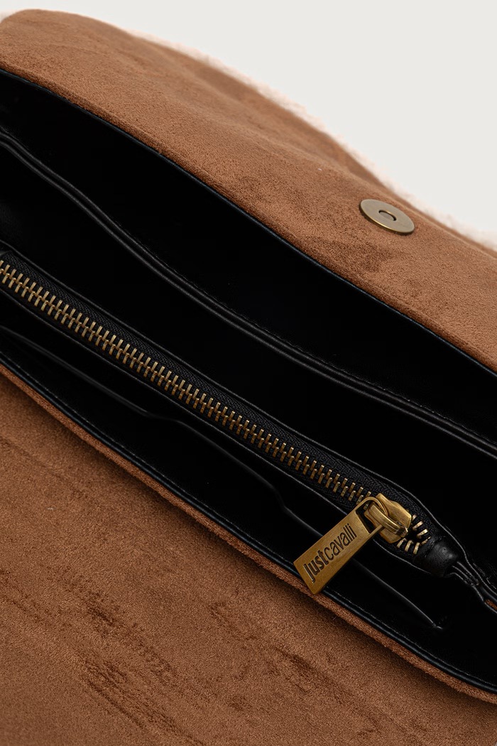 Torebka crossbody damska z imitacji zamszu Just Cavalli brązowy 81RA4BA1.ZSE75