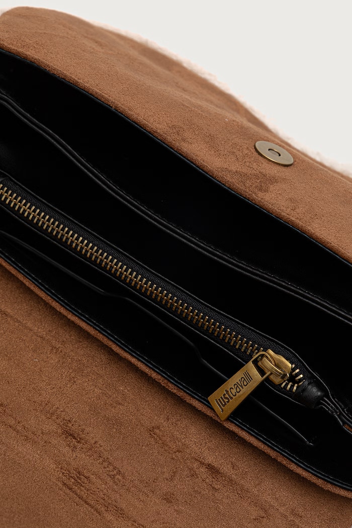 Torebka crossbody damska z imitacji zamszu Just Cavalli brązowy 81RA4BA1.ZSE75