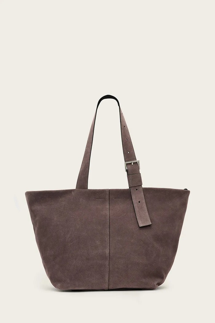 AllSaints Torebka shopper damska zamszowa EFFIE brązowy W423XE