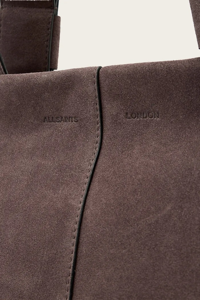 Akcesoria AllSaints Torebka shopper damska zamszowa EFFIE W423XE brązowy